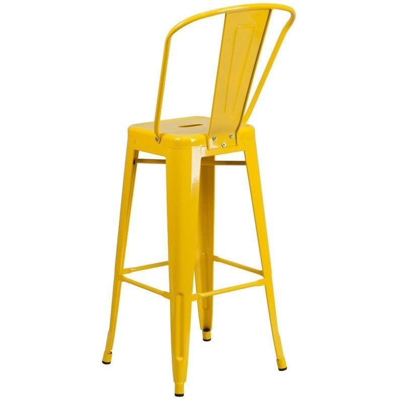 Bowery Hill Metal 30'' Bar Stool in Yellow
