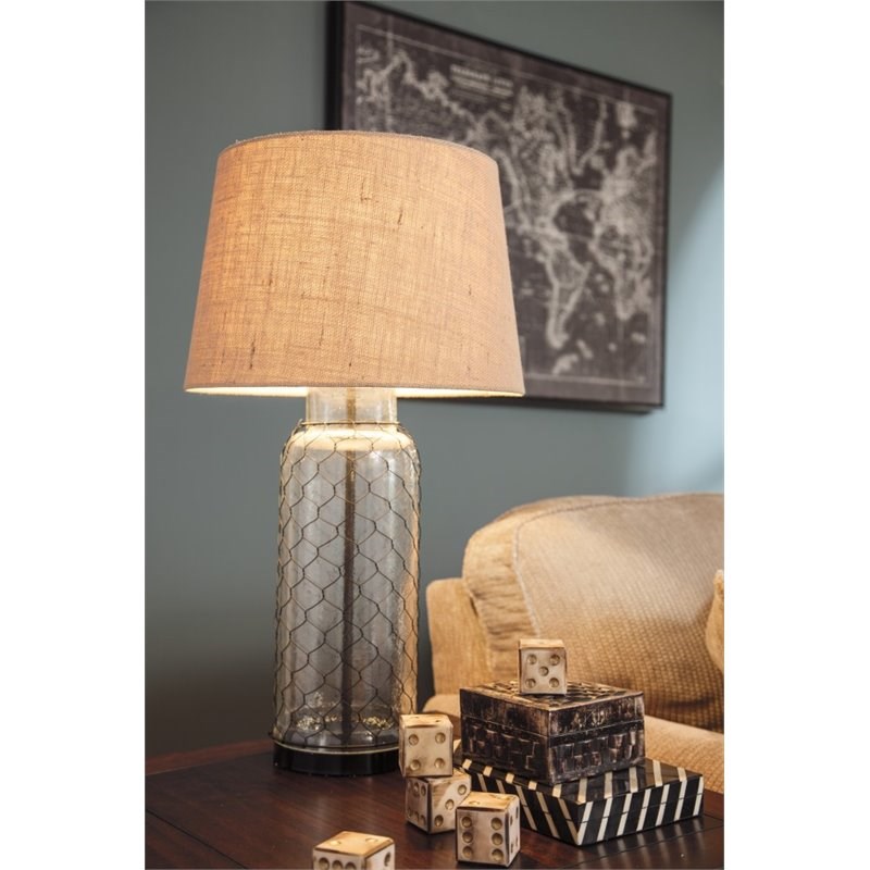 Bowery Hill Glass Table Lamp in Transparent