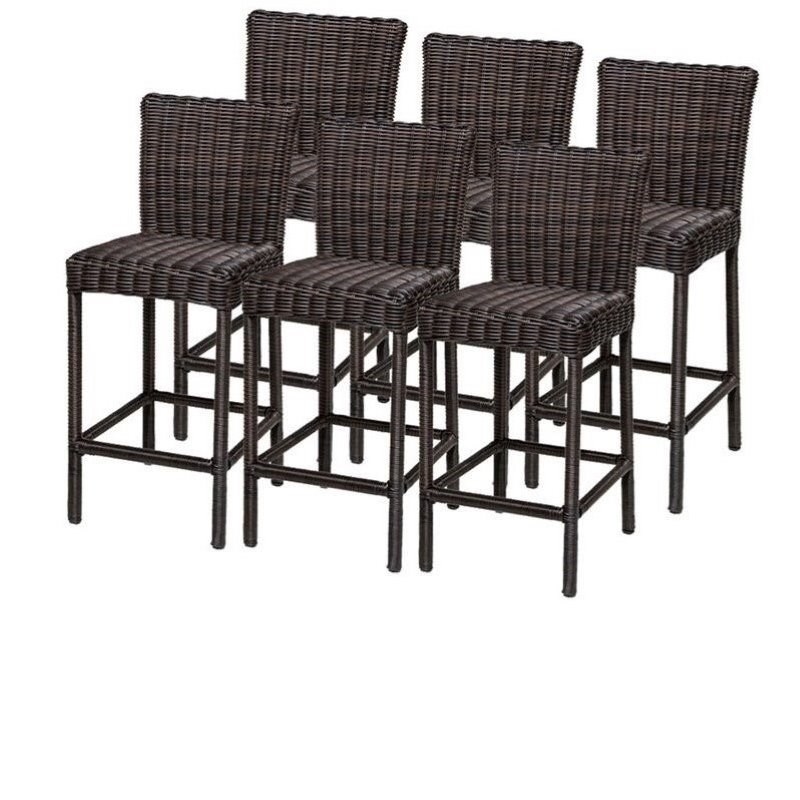 Bowery Hill Outdoor Wicker Bar Stools in Chestnut Brown (Set of 6)