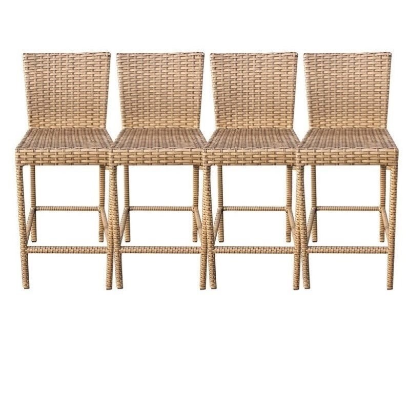 Bowery Hill Outdoor Wicker Bar Stools in Caramel (Set of 4)