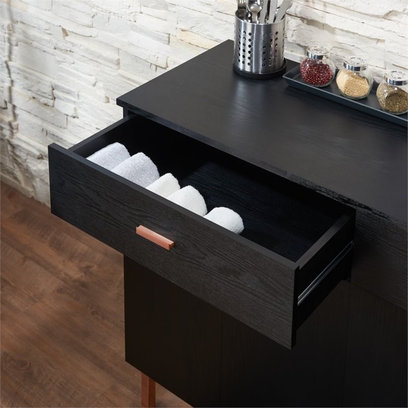 Bowery Hill Modern 2 Drawer Wood Buffet Table in Black