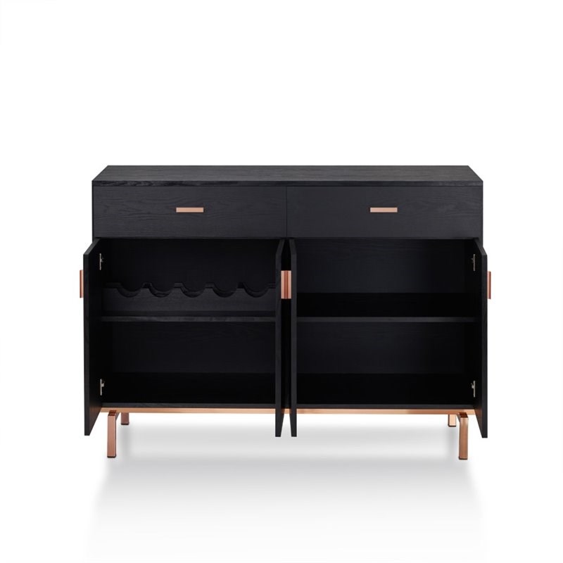 Bowery Hill Modern 2 Drawer Wood Buffet Table in Black