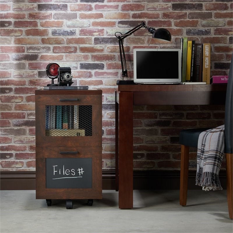 Bowery Hill Industrial Filing Cabinet in Vintage Walnut
