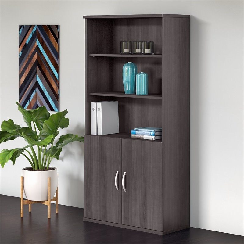 Bowery Hill 3 Shelf Bookcase in Storm Gray