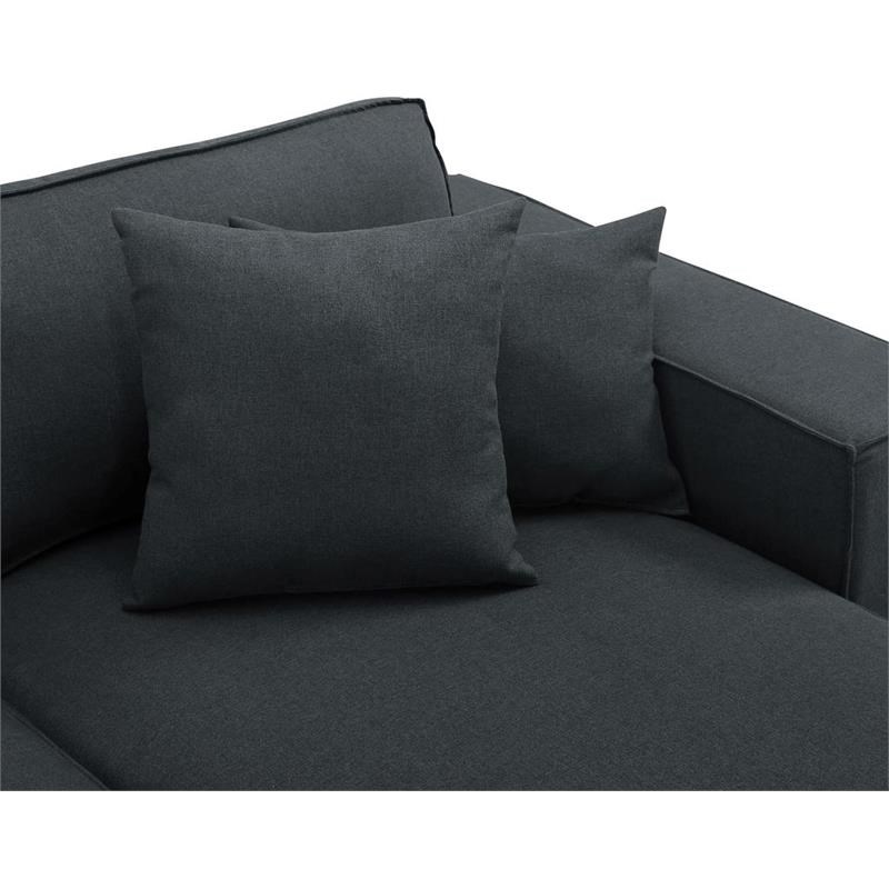 Bowery Hill Modern Sofa in Dark Gray Fabric Linen