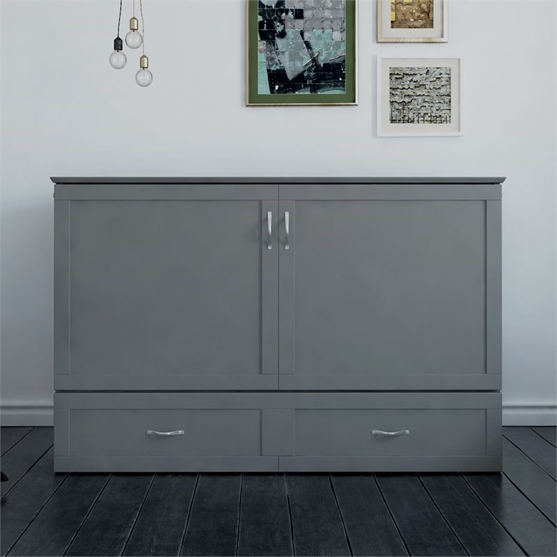 Bowery Hill Solid Wood Murphy Queen Bed in Gray Homesquare