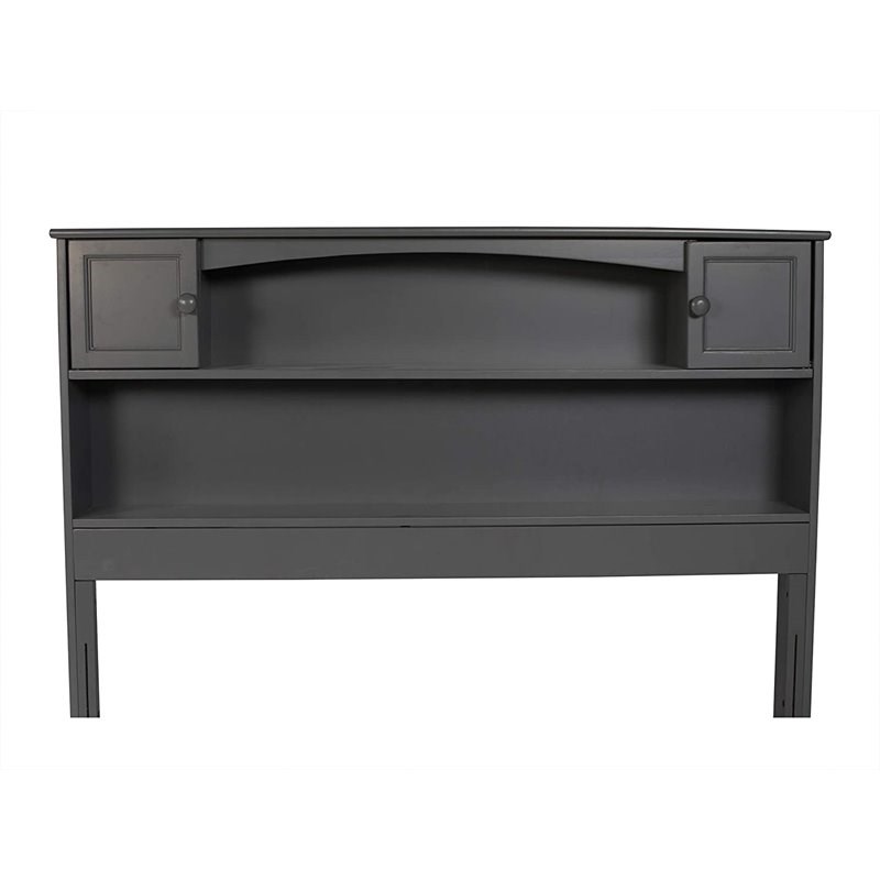 Bowery Hill Solid Wood Bookcase Full Headboard in Gray