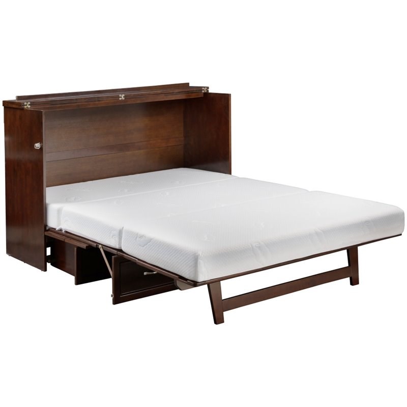 Bowery Hill Traditional Solid Wood Murphy Queen Bed Chest in Walnut ...