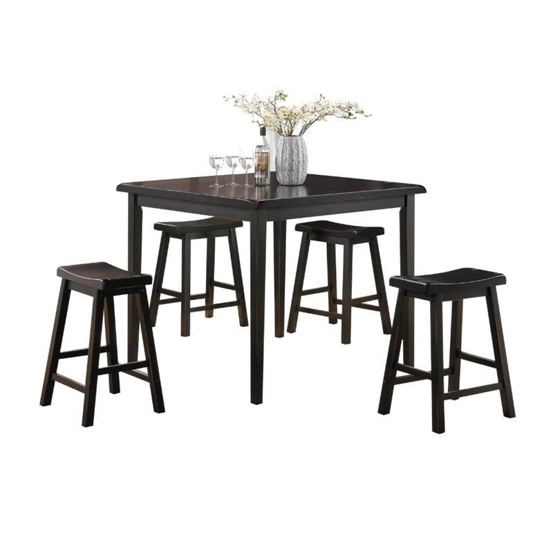 Bowery Hill 5 Piece Square Counter Height Pub Set in Black