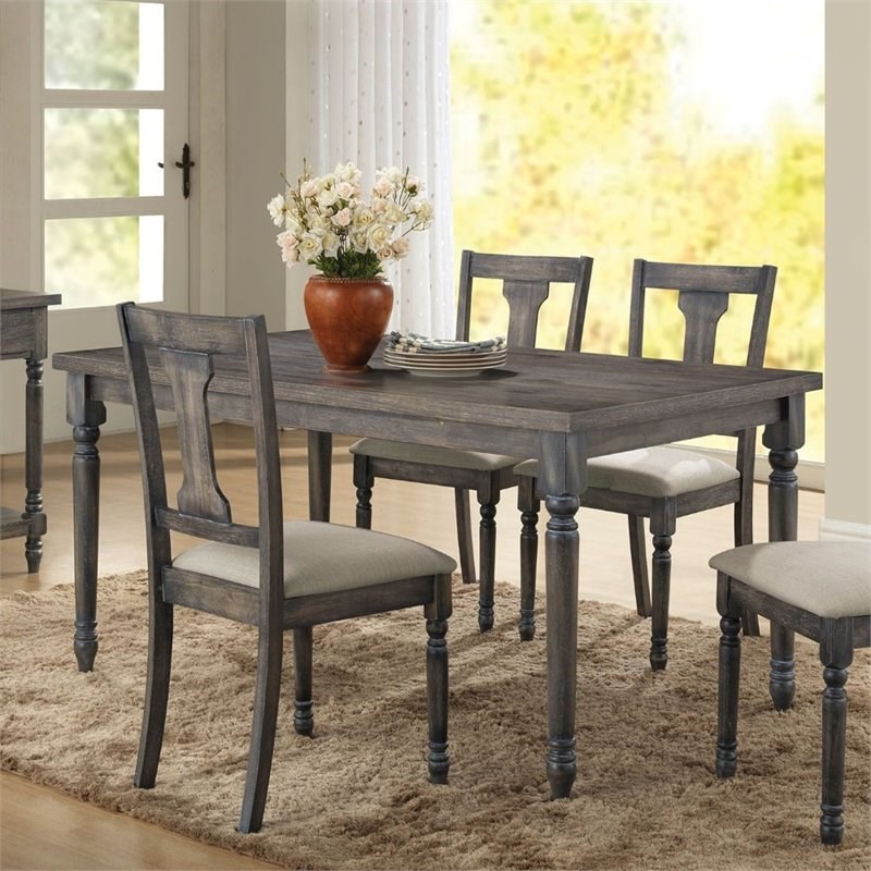 Bowery Hill Contemporary Rustic Square Wooden Top Dining Table in ...