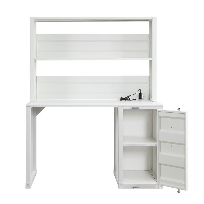 Bowery Hill Modern Desk and Hutch with Storage in White