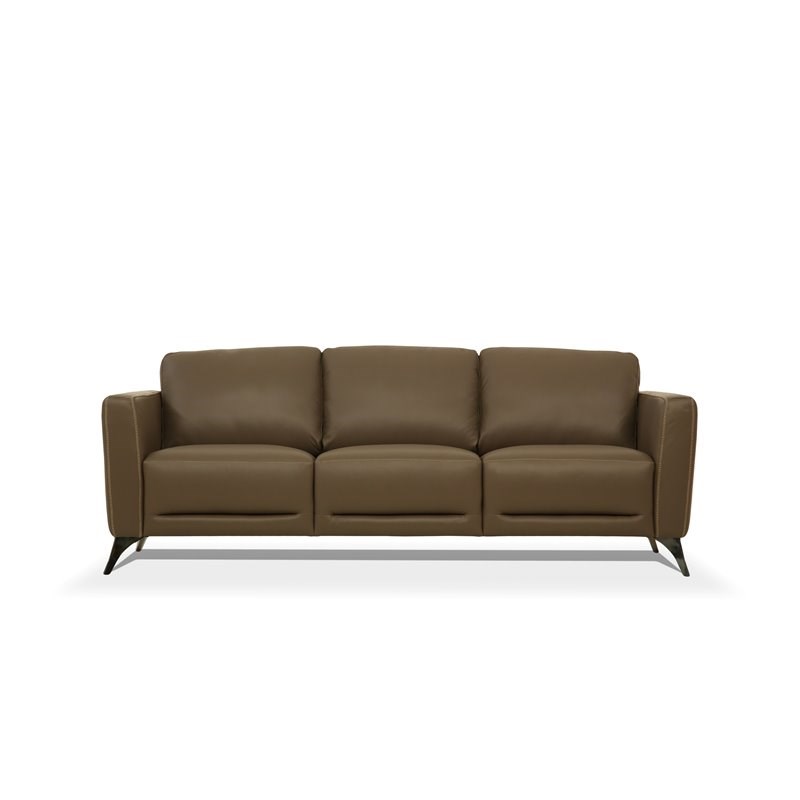 Bowery Hill Modern Leather Sofa with Chrome Legs in Espresso