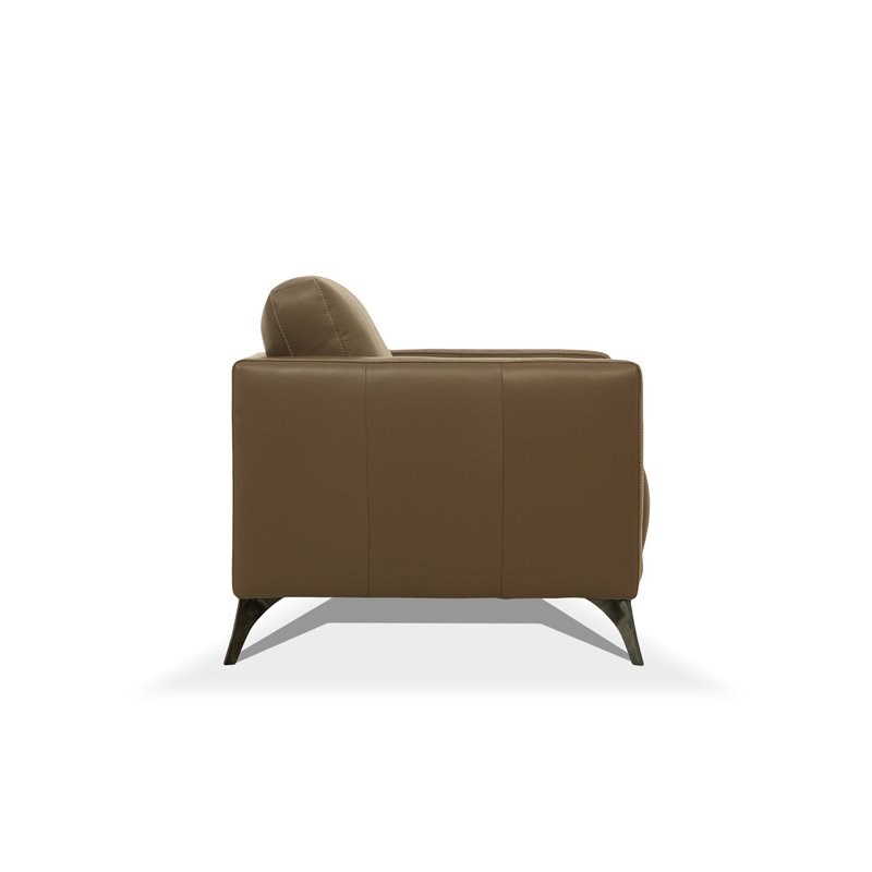 Bowery Hill Modern Leather Sofa with Chrome Legs in Espresso
