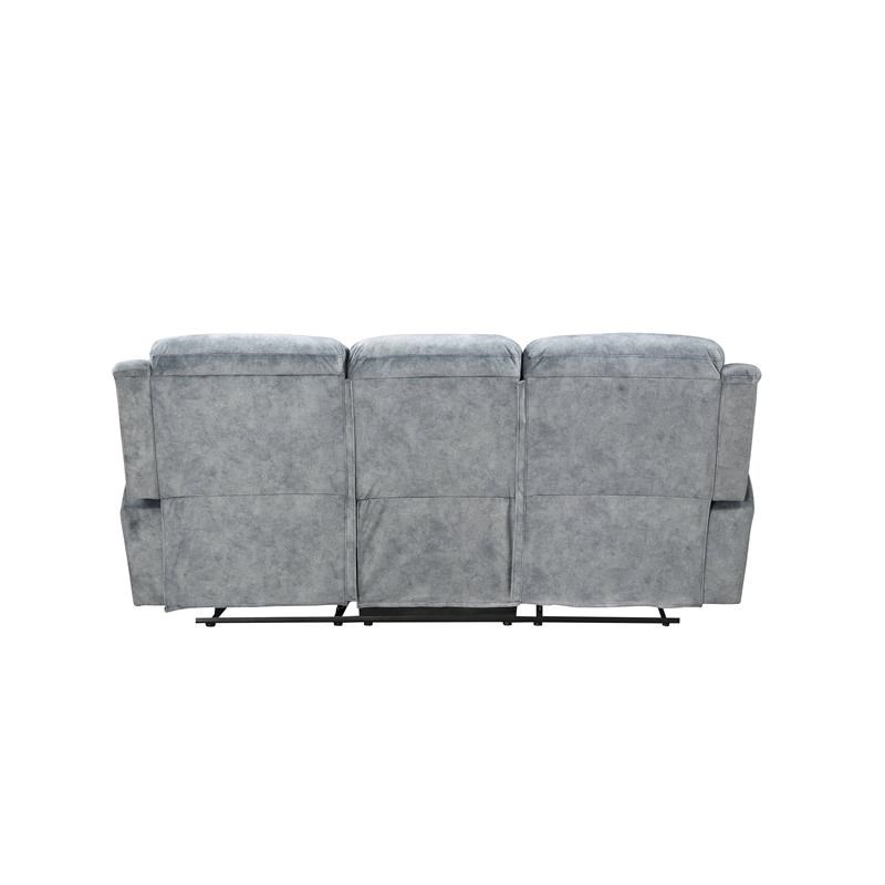 Bowery Hill Modern Tufted Motion Reclining Sofa in Silver Gray
