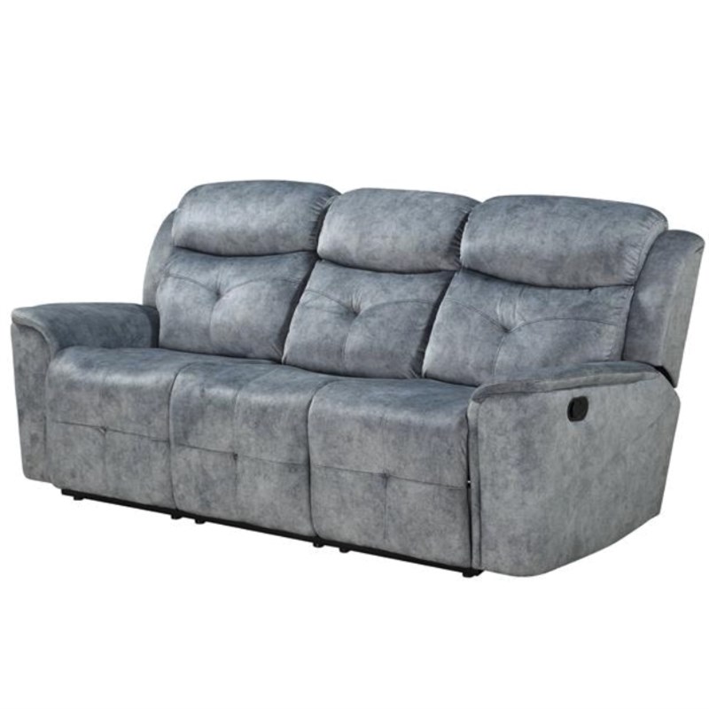 Bowery Hill Modern Tufted Motion Reclining Sofa in Silver Gray