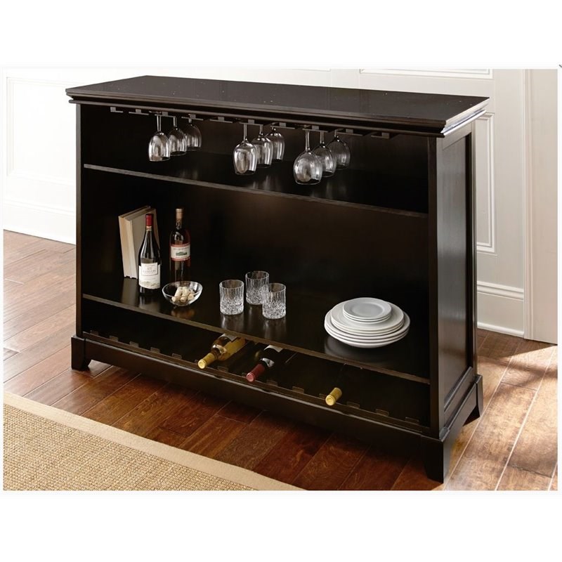 Bowery Hill Home Bar with Foot Rail in Ebony