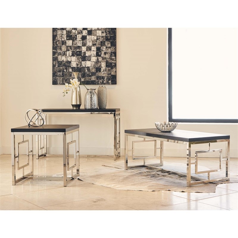 Bowery Hill 3PC Occasional Table Set in Chrome