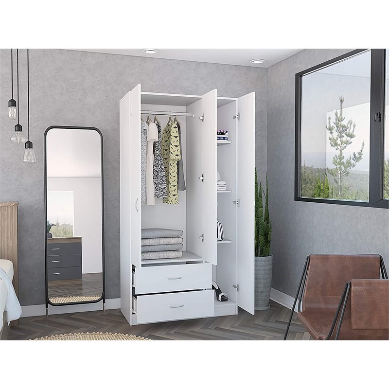 Bowery Hill 3 Door Armoire in White