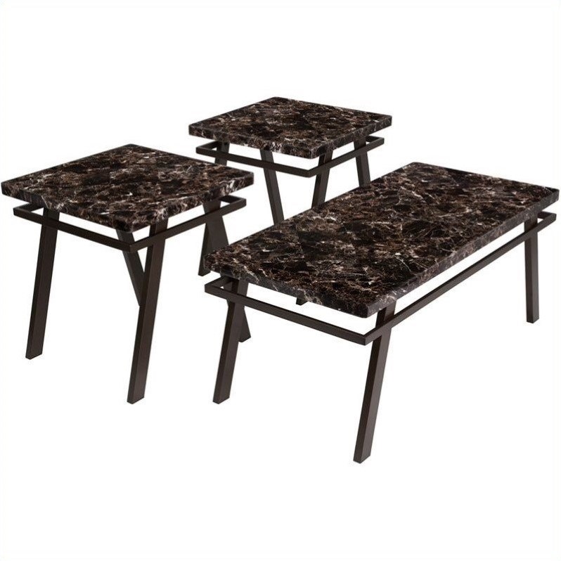 Bowery Hill 3 Piece Occasional Table Set in Bronze