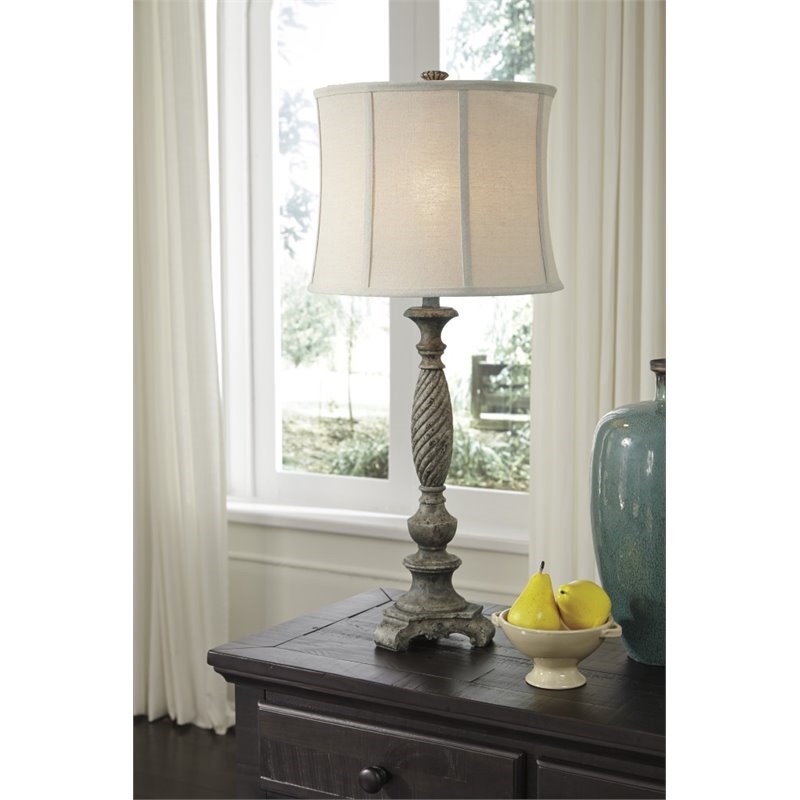 Bowery Hill Poly Table Lamp in Antique Gray