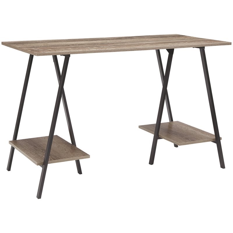 Bowery Hill Transitional Wood Writing Desk in Black and Natural