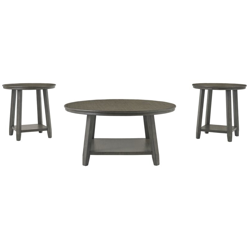 Bowery Hill 3 Piece Coffee Table Set in Gray