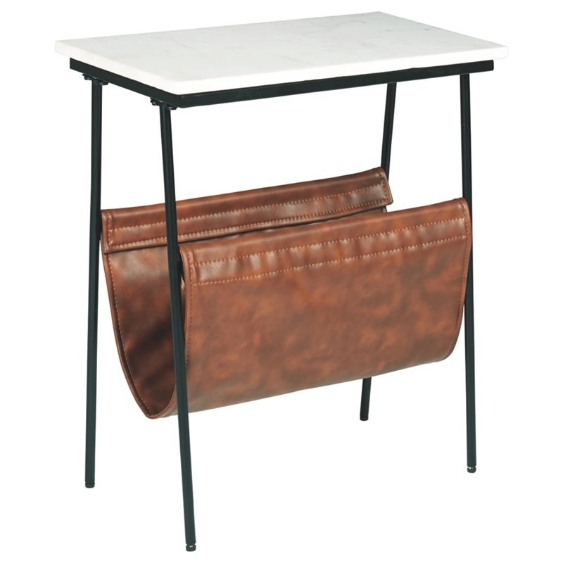 Bowery Hill Accent Table in Brown and Black and White