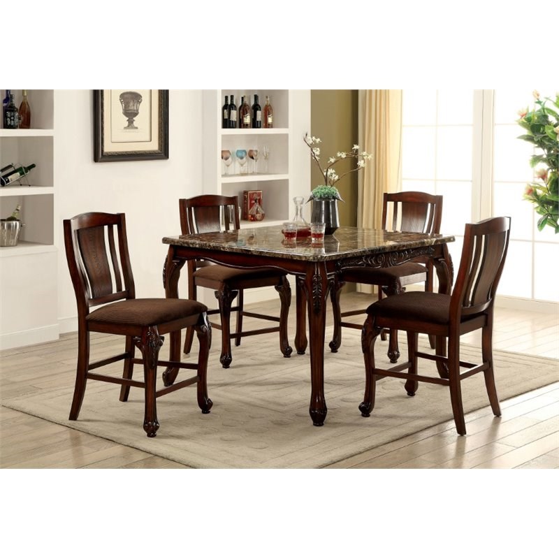 Bowery Hill Traditional Wood Counter Height Table in Brown Cherry