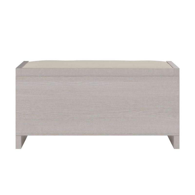 Bowery Hill 3 Cubby Entryway Storage Bench with Cushion in Ivory Pine