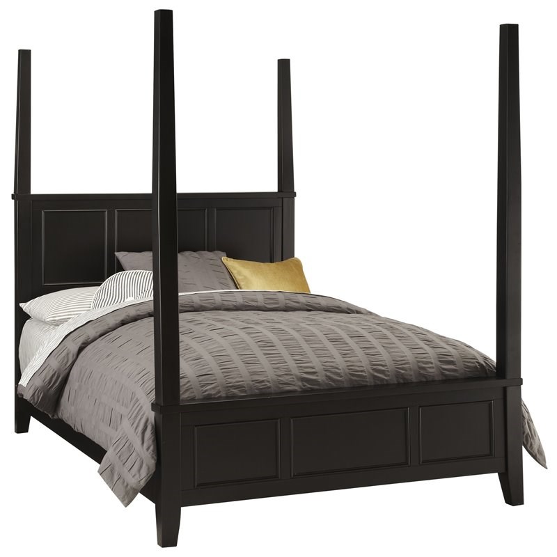 Bowery Hill Wooden King Poster Panel Bed in Black