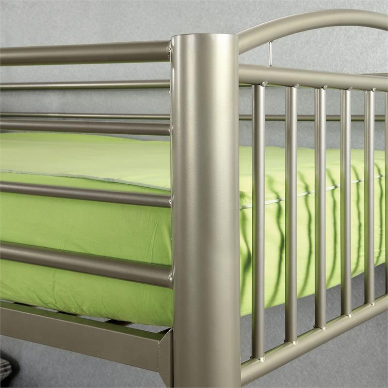 Bowery Hill Twin Over Full Metal Bunk Bed in Metallic Gold