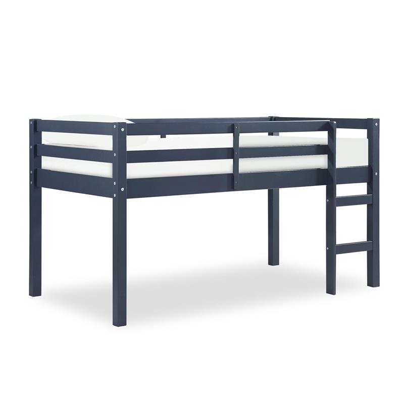 Bowery Hill Twin Junior Wooden Loft Bed in Blue
