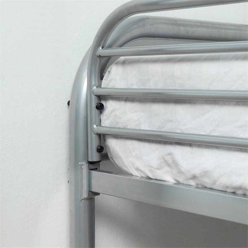 Bowery Hill Transitional Twin Over Full Metal Bunk Bed in Silver