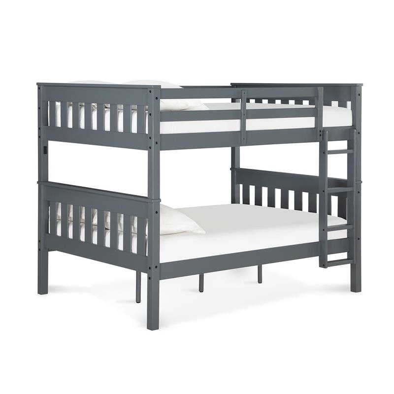 Bowery Hill Full Over Full Wooden Bunk Bed with USB Port in Gray