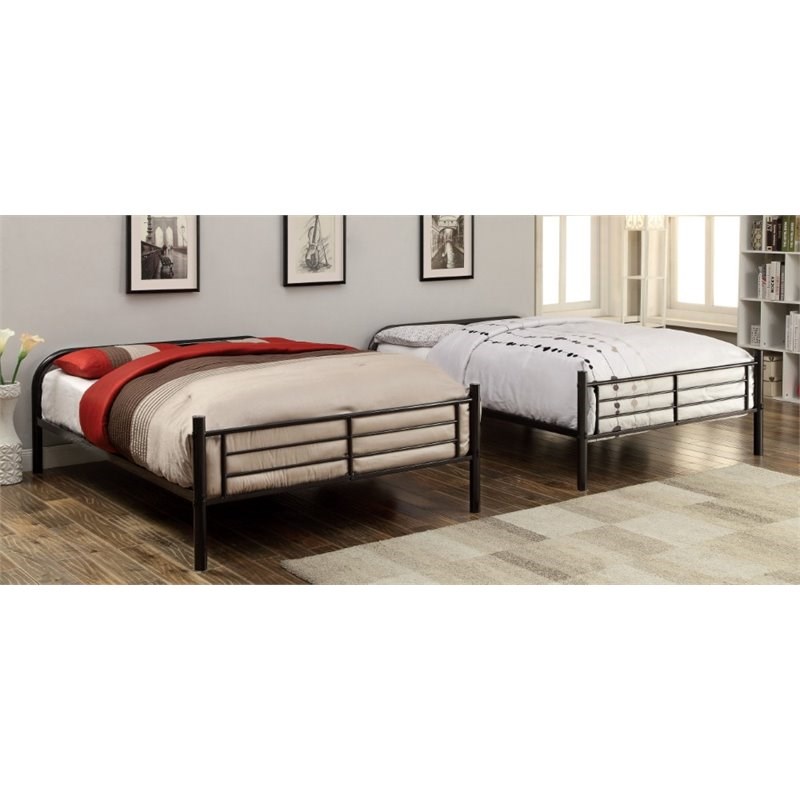 Bowery Hill Full Over Full Metal Bunk Bed in Black