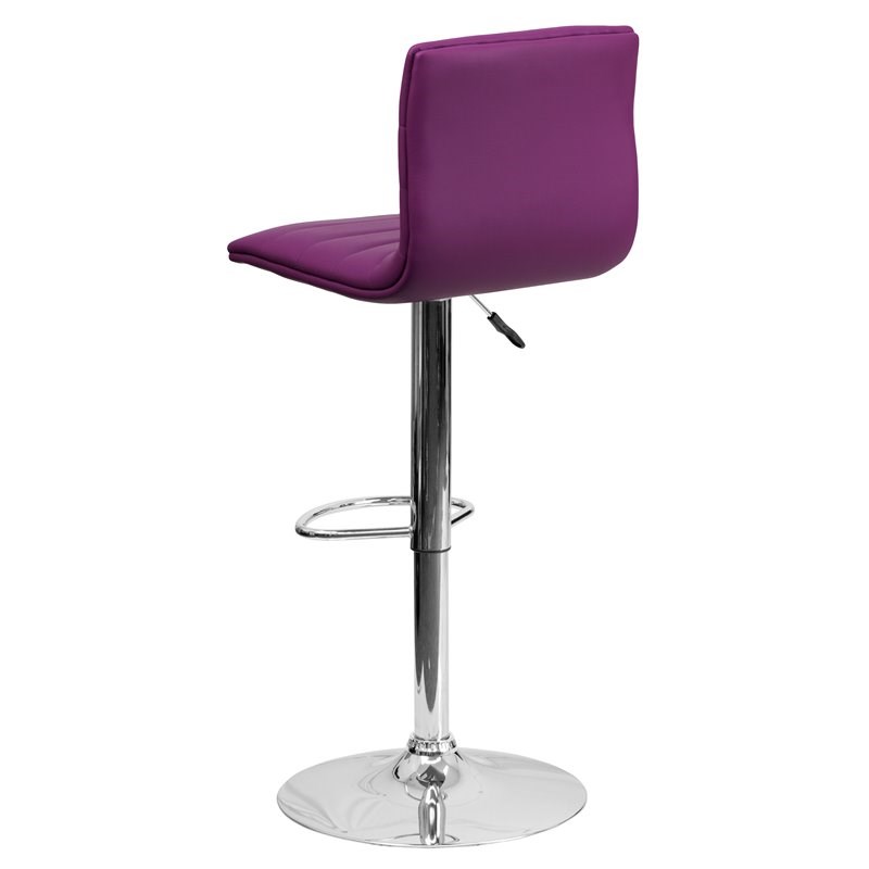 Bowery Hill Adjustable Faux Leather Striped Bar Stool in Purple