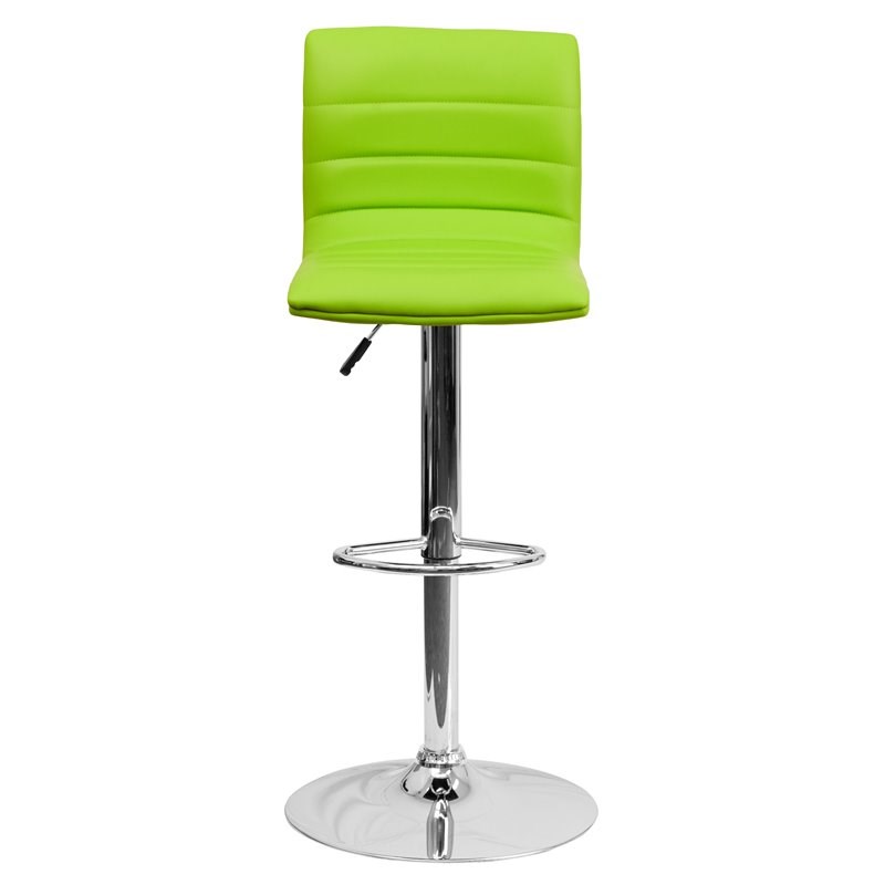 Bowery Hill Adjustable Faux Leather Striped Bar Stool in Green