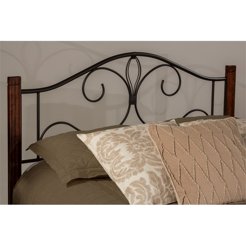 Bowery Hill Furniture Queen Metal Bed Set Brushed Cherry