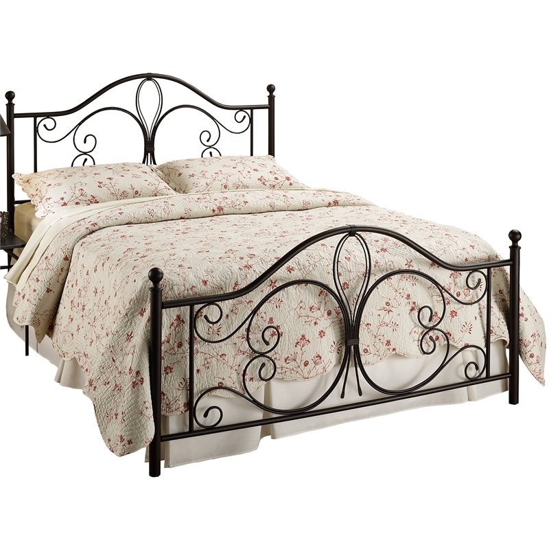 Bowery Hill Traditional Full Metal Bed in Antique Brown