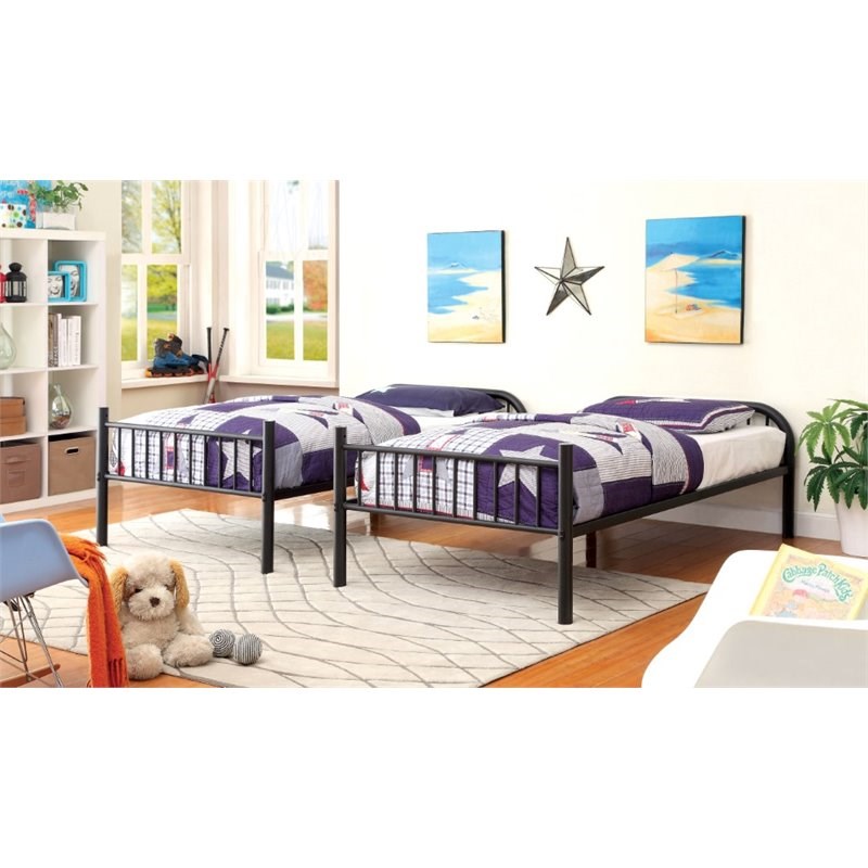 Bowery Hill Twin over Twin Metal Bunk Bed in Black