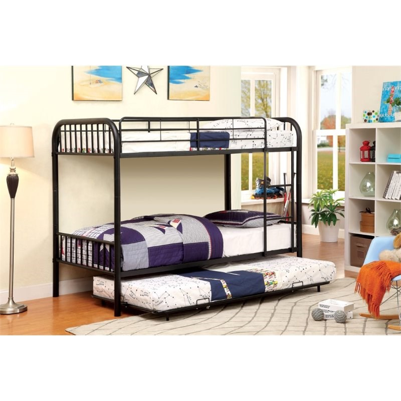 Bowery Hill Twin over Twin Metal Bunk Bed in Black