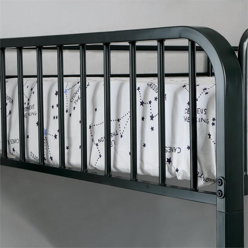Bowery Hill Metal Twin over Twin Slat Bunk Bed in Black