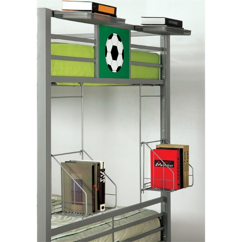 Bowery Hill Metal Full over Full Bunk Bed with Shelf in Gray