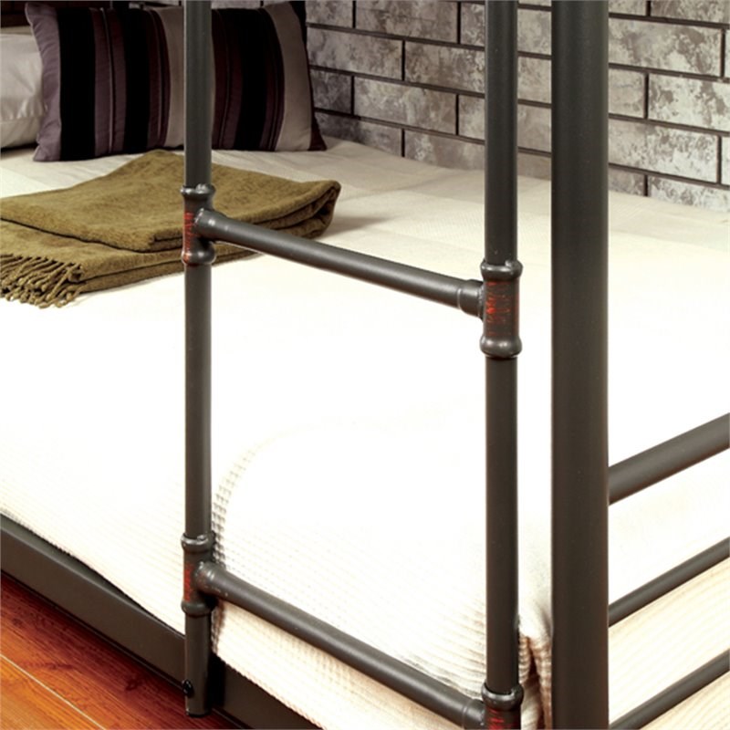 Bowery Hill Metal Twin Triple Bunk Bed in Antique Black