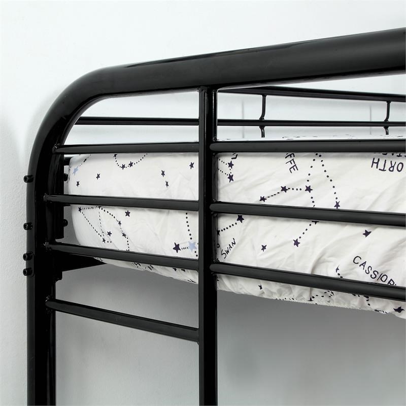 Bowery Hill Metal Twin over Twin Bunk Bed in Black