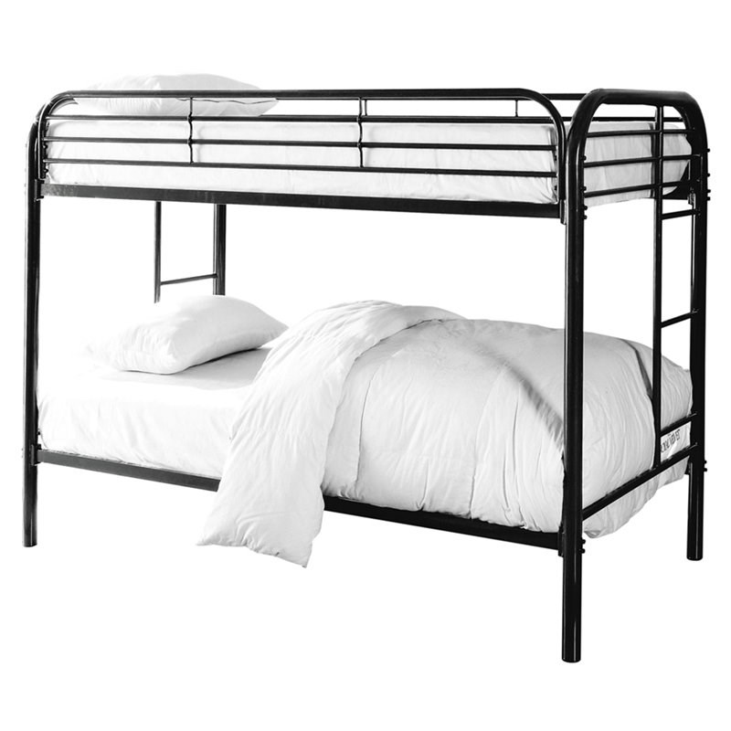 Bowery Hill Metal Twin over Twin Bunk Bed in Black