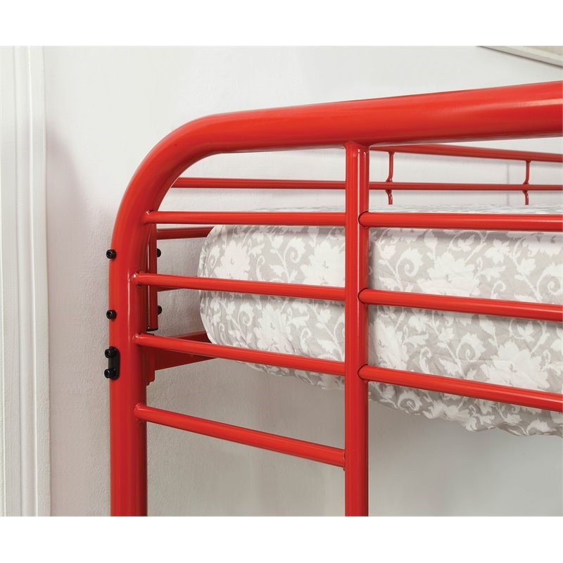 Bowery Hill Metal Twin over Full Bunk Bed in Red