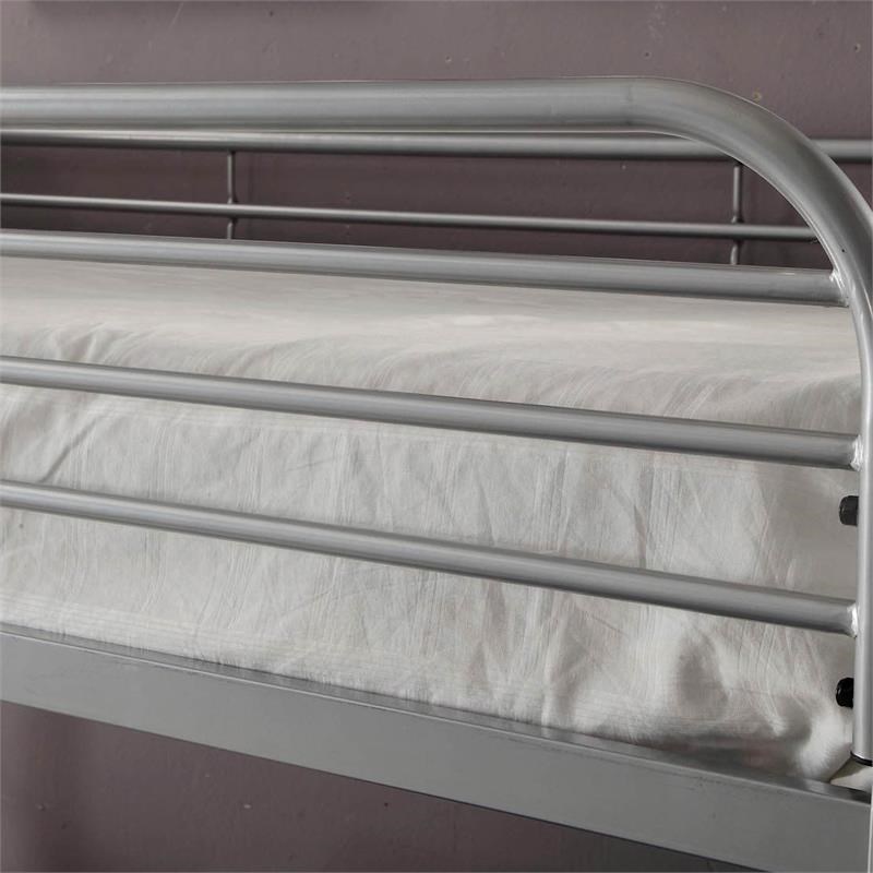 Bowery Hill Metal Full over Full Bunk Bed in Silver