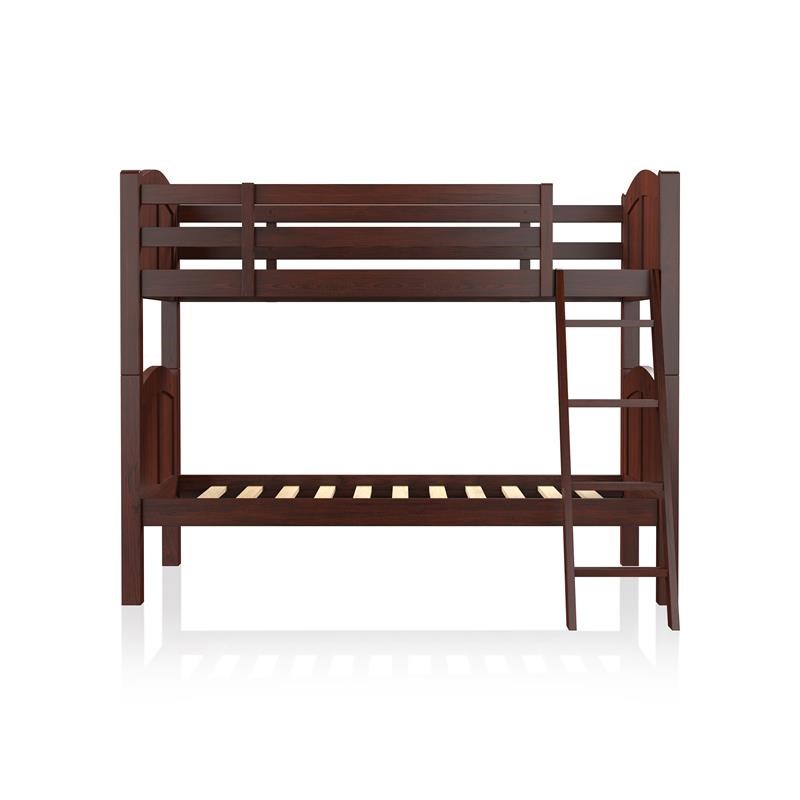 Bowery Hill Transitional Wood Twin over Twin Bunk Bed in Cherry