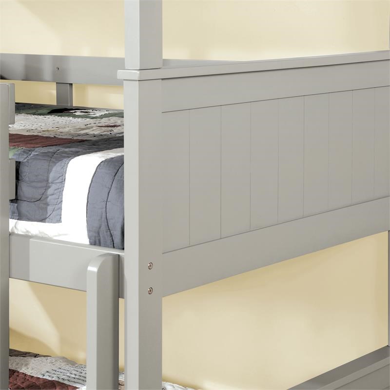 Bowery Hill Wood Twin Over Twin Triple Bunk Bed in Gray